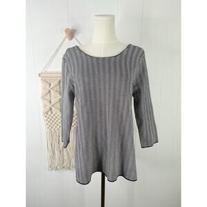 Frnch Herringbone Swing Top Size M/L Black White 3/4 Sleeve